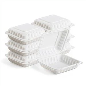 8x8 ইঞ্চি ফ্রাইড চিকেন চিপস প্যাকেজিং বায়োডিগ্রেডেবল ফুড কন্টেইনার ডিসপোজেবল পিপি লাঞ্চ বক্স মাইক্রোওয়েভ টেকঅ্যাওয়ে হিঞ্জড বক্স