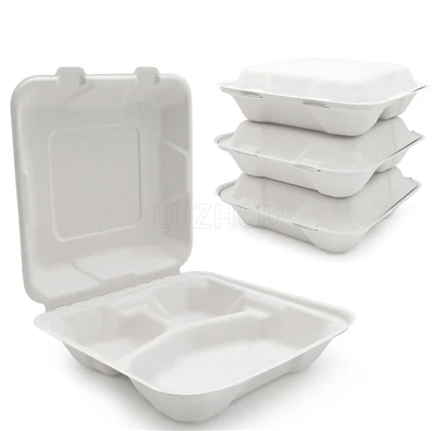 Bagasse পাত্রে খাদ্য যেতে
