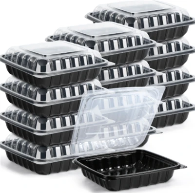 প্লাস্টিক টু গো ফুড কন্টেইনার 3 কম্পার্টমেন্ট