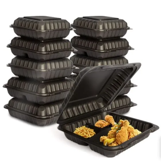 কালো 3 বগি খাদ্য বক্স